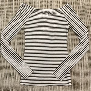 Lucky Brand Striped Boatneck Top Black & White XS